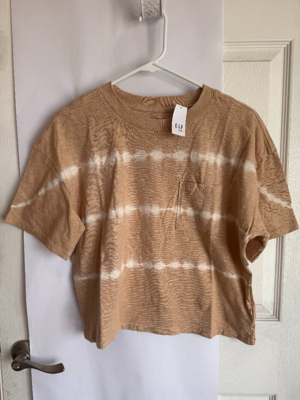NWT GAP Juniors Boxy Pocket Tee in Oatmeal TieDye size 14/16